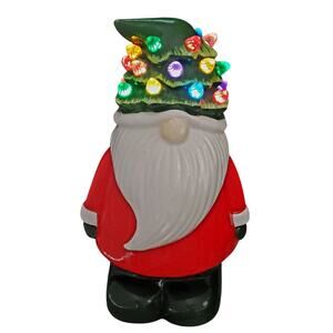 Ceramic -Christmas Tree -Gnome -Santa Claus -LED -Lighted -Holiday Decor -12 in